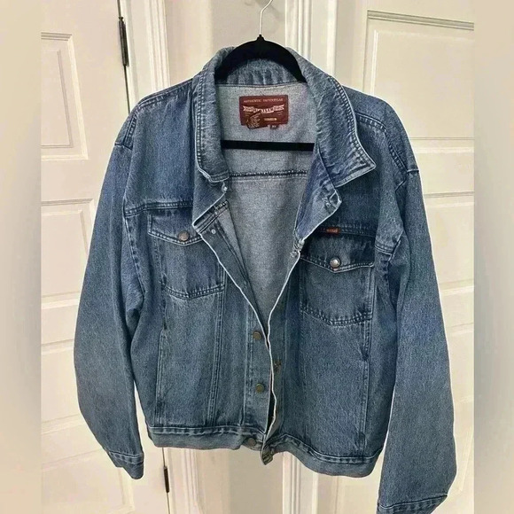 Vintage Rustler Denim Jacket Men’s XL Blue Jean 1980s Wrangler Trucker Button Up - Picture 1 of 5